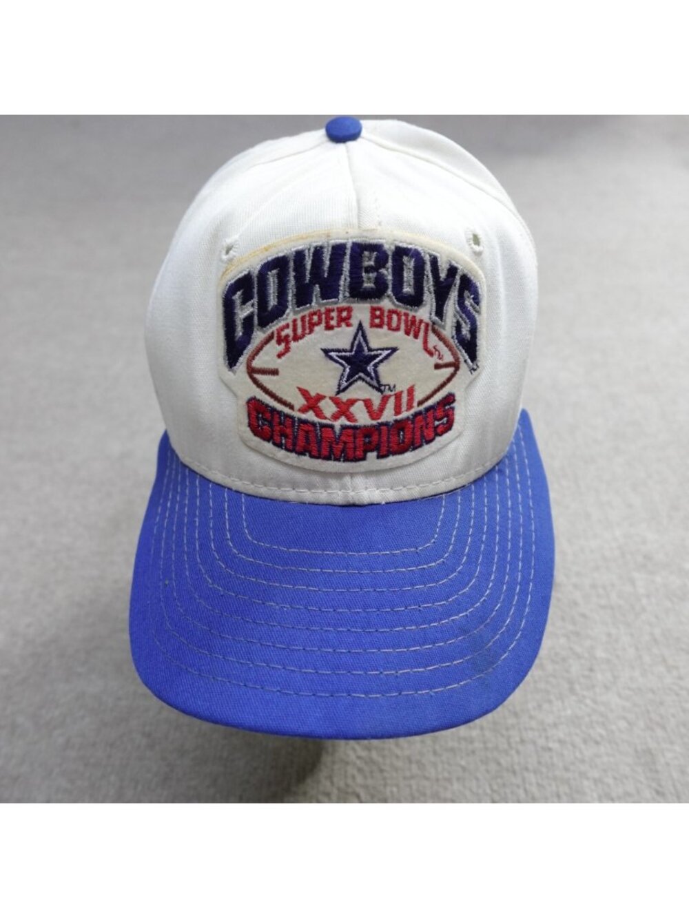 Vintage Dallas Cowboys Hat White Embroidered Snapback Super Bowl Champions XXVII